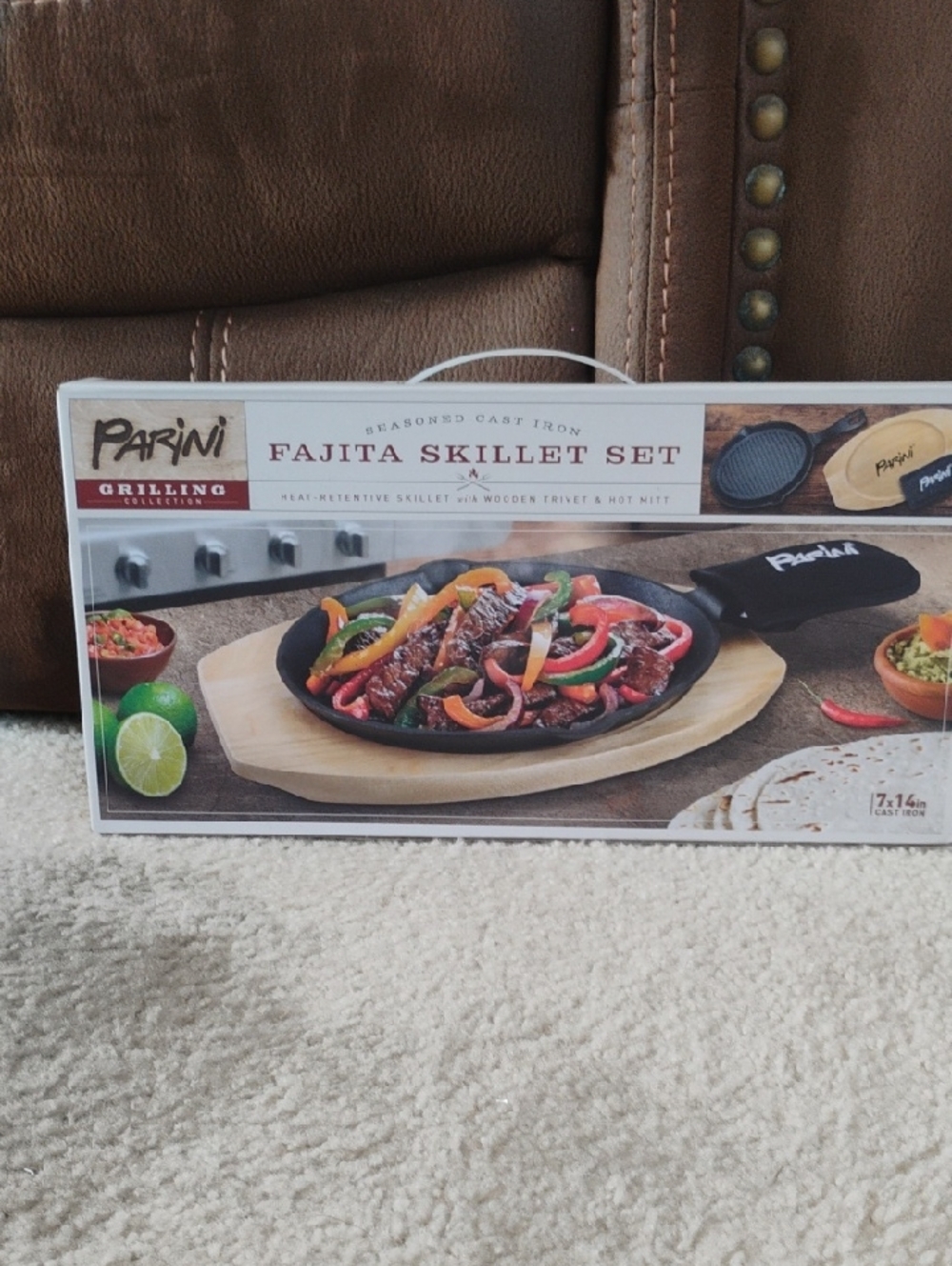 Parini Cast Iron Fajita Skillet Set - Black